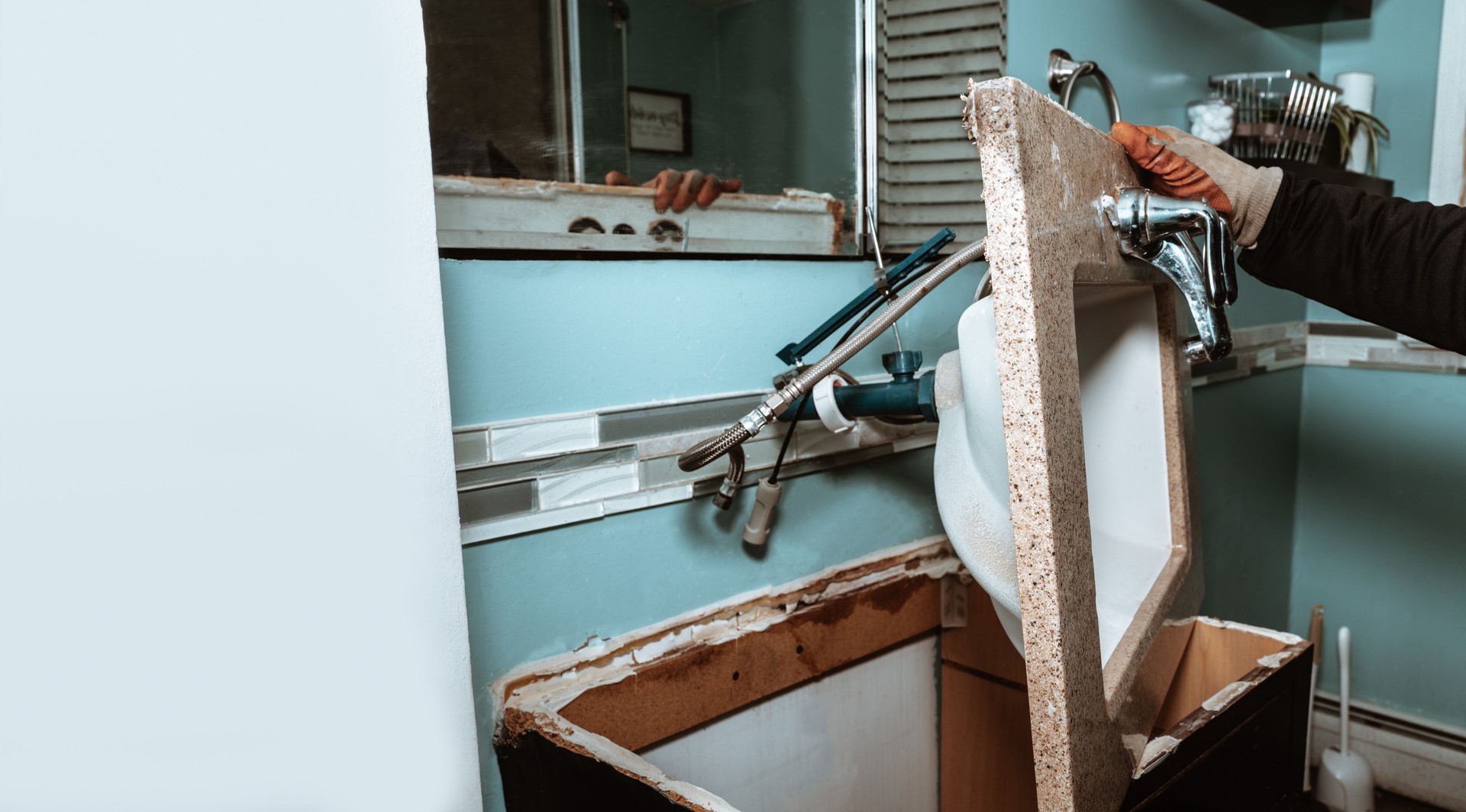 Replacing an Old Bathroom Sink  Plumbing and Renovation Concept